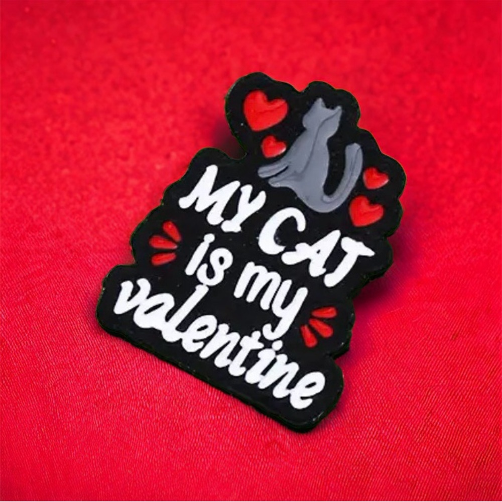 Adorable Sweet Cat Theme My Cat Is My Valentine Design Exquisite Alloy Lapel Pin